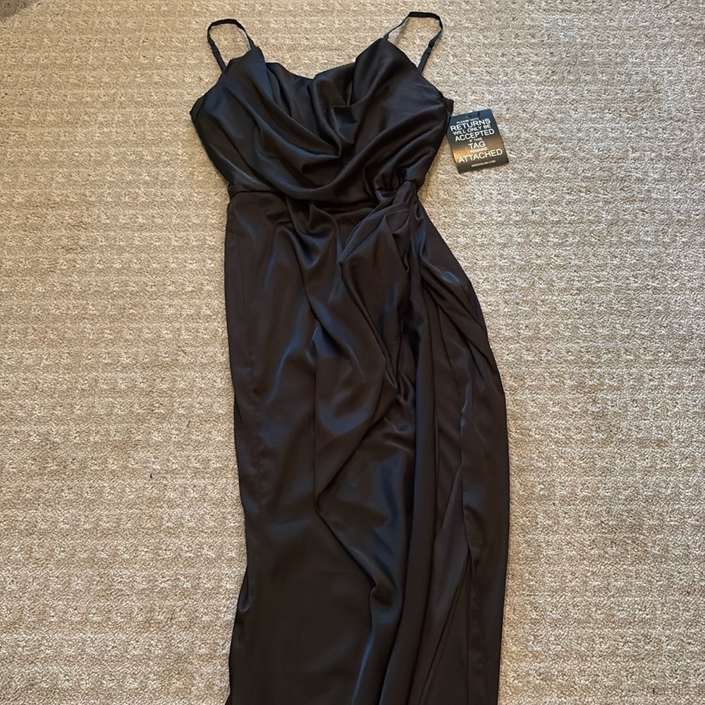 Moda Glam black silk gown NWT